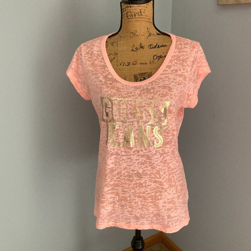 Guess Sheer Top Peach Women Size XL